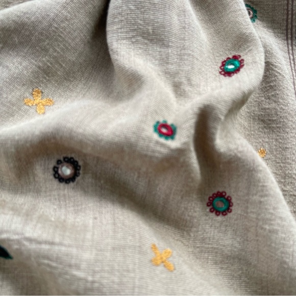 Vintage Indian Saree Sari Long Embroidered Scarf Wrap Dress - Picture 4 of 6